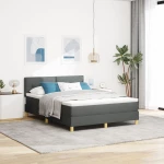 vidaXL Κρεβάτι με Στρώμα Σκούρο Γκρι 160x200 εκ. Ύφασμα