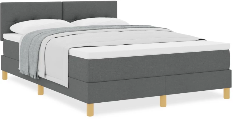 vidaXL Κρεβάτι με Στρώμα Σκούρο Γκρι 160x200 εκ. Ύφασμα