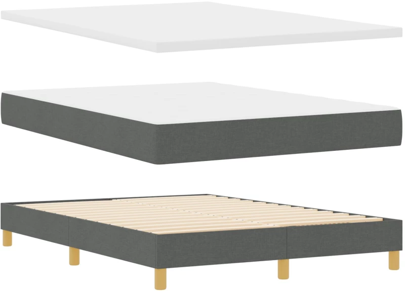 vidaXL Κρεβάτι με Στρώμα Σκούρο Γκρι 160x200 εκ. Ύφασμα