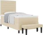 vidaXL Κρεβάτι με Σπαστό Στρώμα & Πάγκο Κρεμ 100x200 εκ Ύφασμα