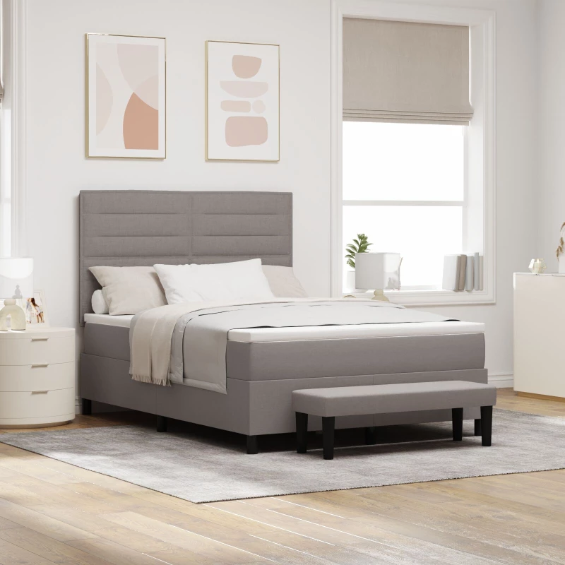 vidaXL Κρεβάτι Βάσης με Στρώμα & Πάγκο Ταμπά 140x190 cm Ύφασμα
