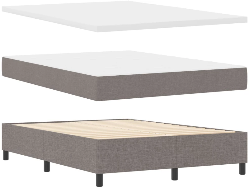 vidaXL Κρεβάτι Βάσης με Στρώμα & Πάγκο Ταμπά 140x190 cm Ύφασμα
