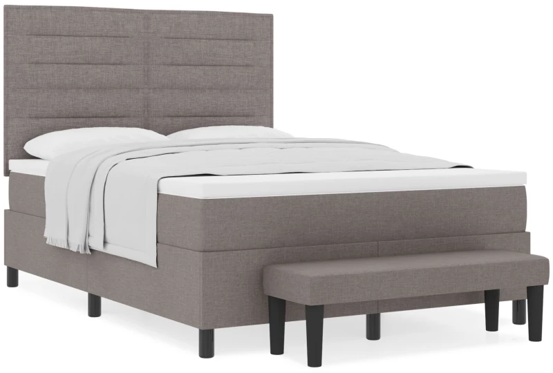 vidaXL Κρεβάτι Βάσης με Στρώμα & Πάγκο Ταμπά 140x190 cm Ύφασμα