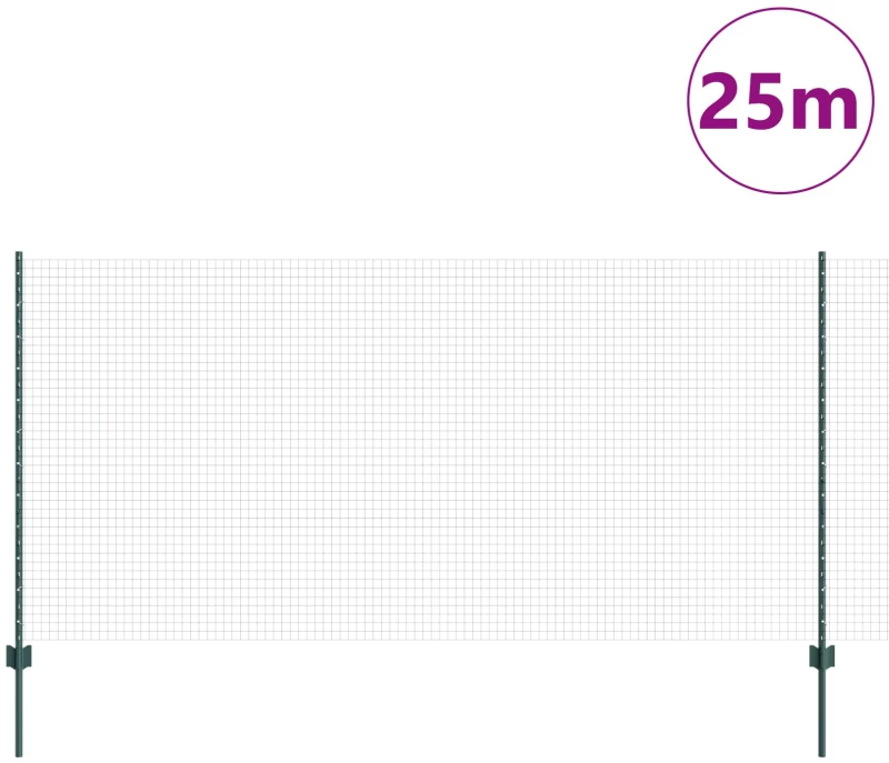 vidaXL Συρματόπλεγμα με 11 U Posts Πράσινο 1.2x25 μ από ατσάλι