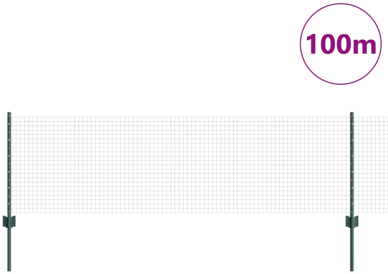 vidaXL Συρματόπλεγμα με 44 U Posts Πράσινο 0.6x100 μ Μέταλλο