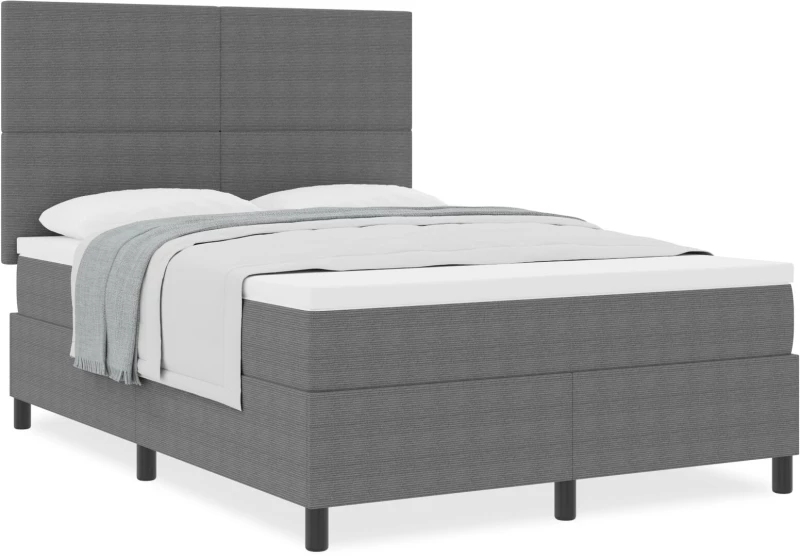 vidaXL Κρεβάτι Box Spring με Στρώμα Γκρι 140x200 εκ. Ύφασμα Καναπέ