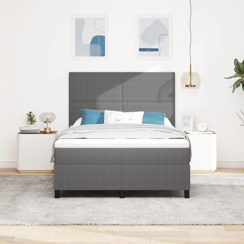 vidaXL Κρεβάτι Box Spring με Στρώμα Γκρι 140x200 εκ. Ύφασμα Καναπέ