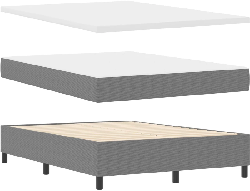 vidaXL Κρεβάτι Box Spring με Στρώμα Γκρι 140x200 εκ. Ύφασμα Καναπέ