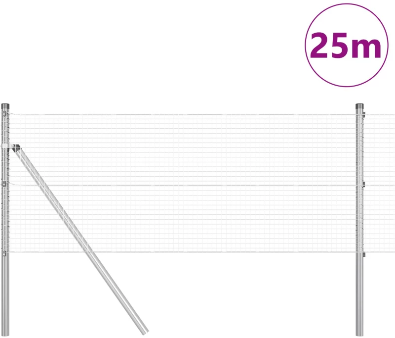 vidaXL Γαλβανισμένος Φράχτης με 13 Στηθαία 0.4x25 μ