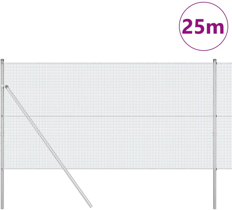 vidaXL Γαλβανισμένος φράχτης με 13 στήλες 1x25 μ
