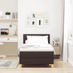 vidaXL Κρεβάτι με Βάση και Στρώμα Σκούρο Καφέ 90x190 εκ. Ύφασμα