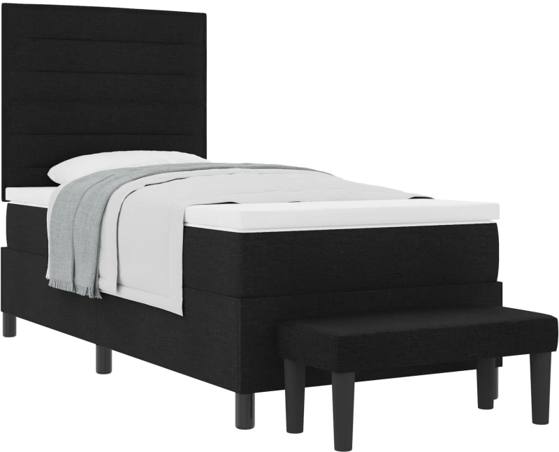 vidaXL Κρεβάτι με Ελατήριο & Στρώμα Μαύρο 90x190 εκ. Ύφασμα