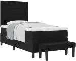 vidaXL Κρεβάτι με Ελατήριο & Στρώμα Μαύρο 90x190 εκ. Ύφασμα