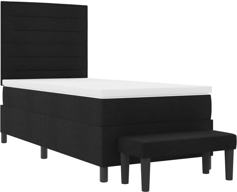 vidaXL Κρεβάτι με Ελατήριο & Στρώμα Μαύρο 90x190 εκ. Ύφασμα
