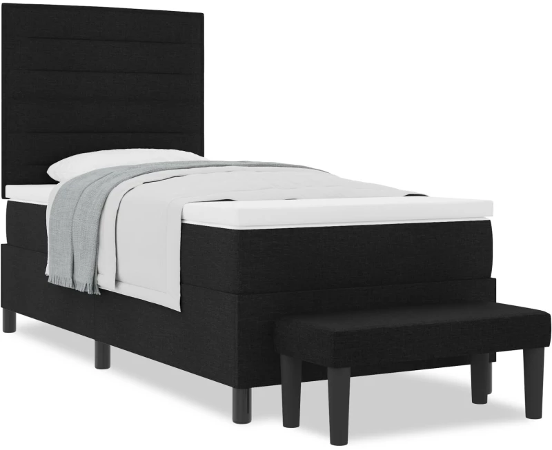 vidaXL Κρεβάτι με Ελατήριο & Στρώμα Μαύρο 90x190 εκ. Ύφασμα