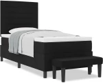 vidaXL Κρεβάτι με Ελατήριο & Στρώμα Μαύρο 90x190 εκ. Ύφασμα