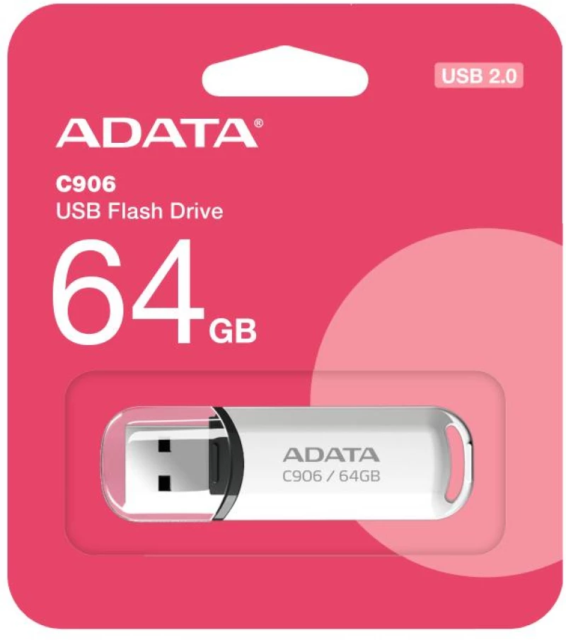 MEMORY DRIVE FLASH USB2 64GB/WHITE AC906-64G-RWH A-DATA