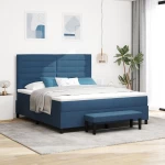 vidaXL Κρεβάτι με Βαθμίδα με Στρώμα & Πάγκο Μπλε 180x200 εκ. Ύφασμα