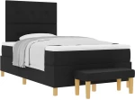 vidaXL Κρεβάτι με Στρώμα & Παγκάκι Μαύρο 120x190 cm Ύφασμα