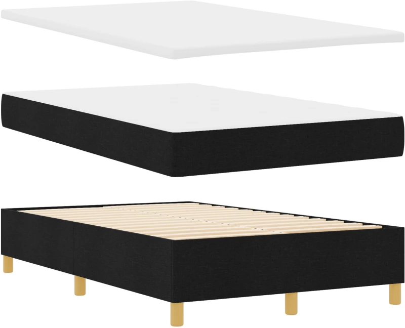vidaXL Κρεβάτι με Στρώμα & Παγκάκι Μαύρο 120x190 cm Ύφασμα