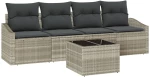 vidaXL Σετ Τραπεζαρίας 5 Τεμαχίων με Μαξιλάρια Light Grey Πολυ Ρατάν