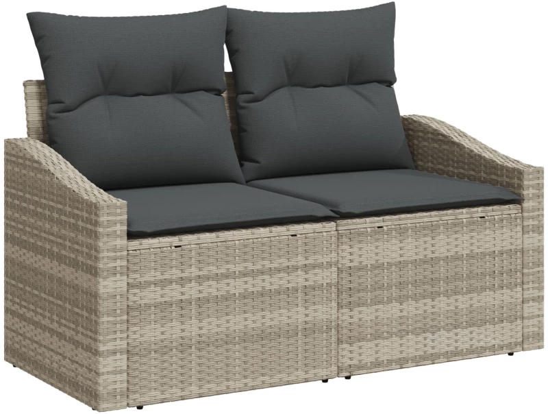 vidaXL Σετ Τραπεζαρίας 5 Τεμαχίων με Μαξιλάρια Light Grey Πολυ Ρατάν