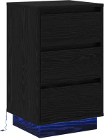 vidaXL Κομοδίνο με LED Μαύρης Δρυός 39x34.5x65 εκ. Επεξεργασμένο Ξύλο