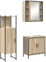 vidaXL Σετ 3 Τεμαχίων Επίπλων Μπάνιου από Ξύλο Ενισχυμένο με Δρυς