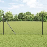 vidaXL Hexagon Fence Γκρι 1x10 μ Χάλυβας, vidaXL Στυλοί Περίφραξης 7 τμχ Γκρι Ø32 χιλ 150 εκ Γαλβανισμένος Χάλυβας