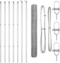 vidaXL Hexagon Fence 1.4 x 10 μ Γαλβανισμένο Ατσάλι, vidaXL Πόδια Φράκτη 7 τεμ Ø32 χιλ 190 εκ Γαλβανισμένο Ατσάλι