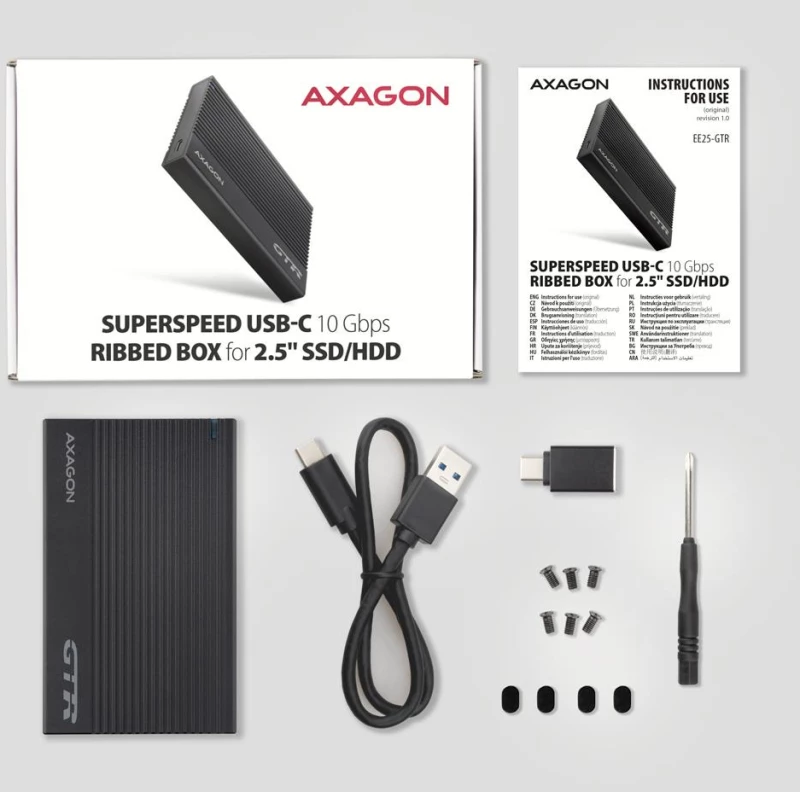 HDD ACC ENCLOSURE 2.5"/USB-C BLACK EE25-GTR AXAGON