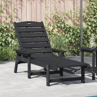 vidaXL Ξαπλώστρα Μαύρη 53x162x98.5 εκ HDPE