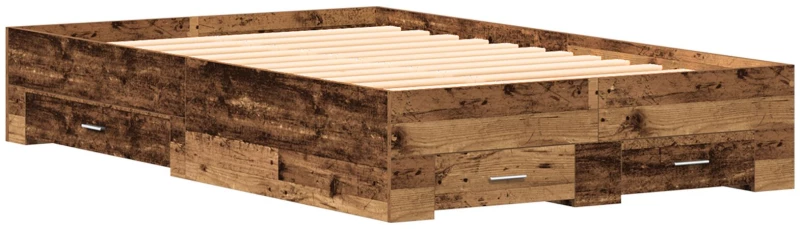 vidaXL Κρεβάτι με Συρτάρια Παλιό Ξύλο 120x200 εκ. Επεξεργασμένο Ξύλο