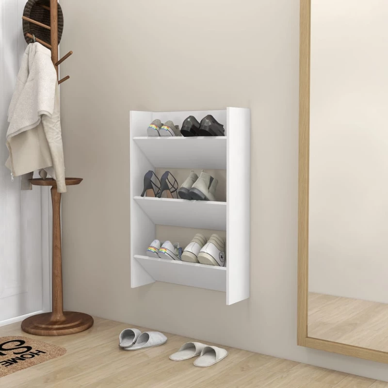 vidaXL Παπουτσοθήκη Τοίχου Λευκή 60 x 18 x 90 εκ. από Μοριοσανίδα