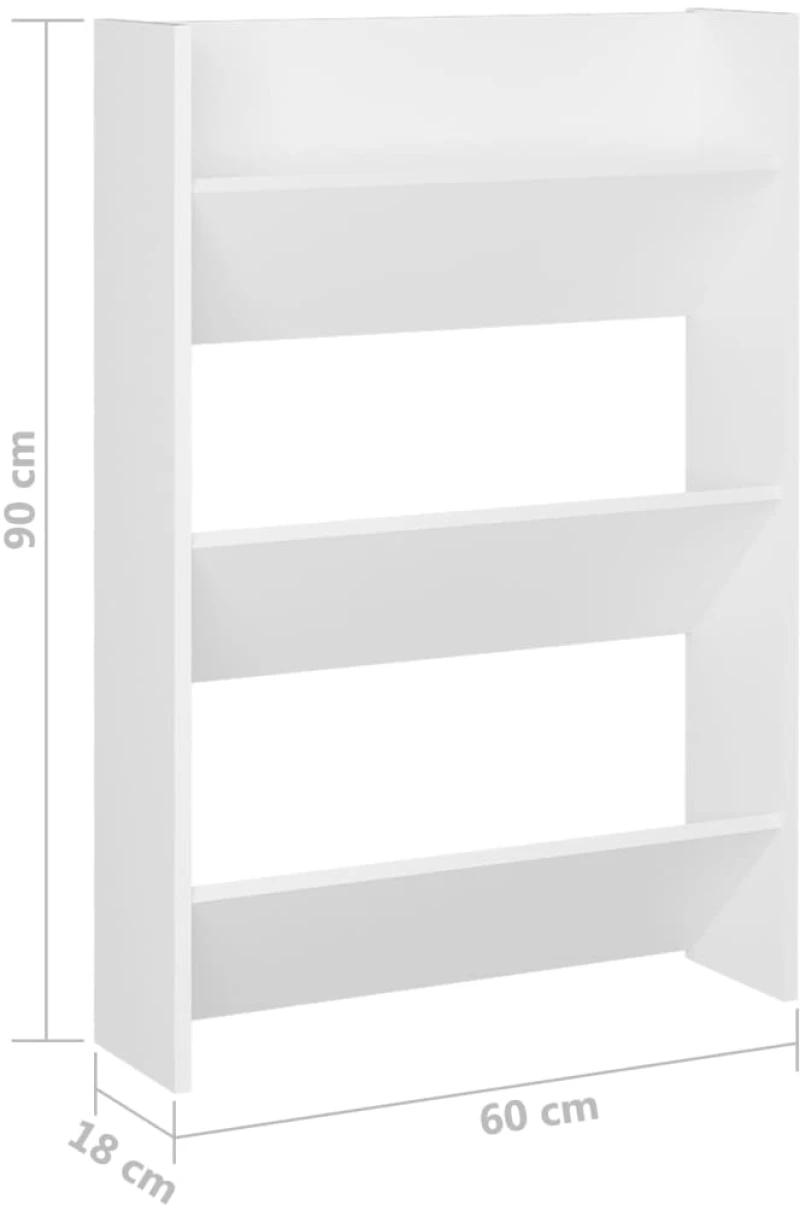 vidaXL Παπουτσοθήκη Τοίχου Λευκή 60 x 18 x 90 εκ. από Μοριοσανίδα