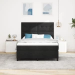 vidaXL Κρεβάτι με Ελατήριο και Στρώμα & LED Μαύρο 160x200 εκ. Ύφασμα