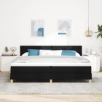 vidaXL Κρεβάτι με Σπείρωμα και Στρώμα Μαύρο 200x200 εκ. Ύφασμα