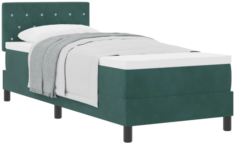 vidaXL Κρεβάτι Box Spring με Στρώμα Σκούρο Πράσινο 80x200 cm Βελούδο