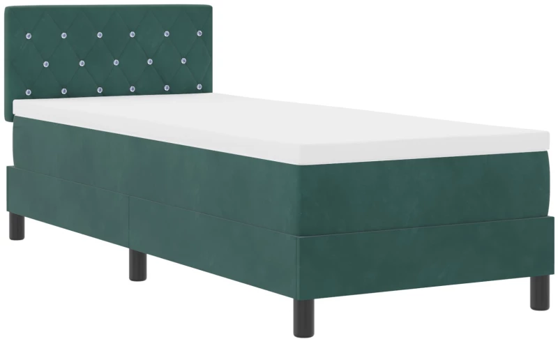 vidaXL Κρεβάτι Box Spring με Στρώμα Σκούρο Πράσινο 80x200 cm Βελούδο