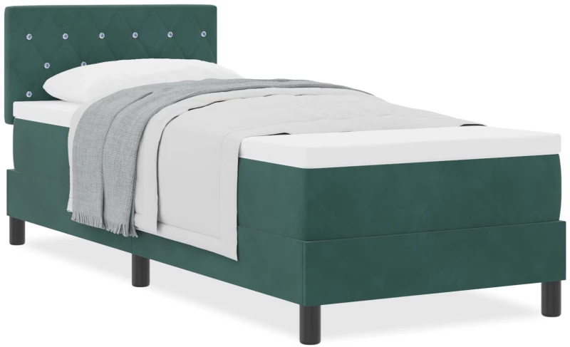 vidaXL Κρεβάτι Box Spring με Στρώμα Σκούρο Πράσινο 80x200 cm Βελούδο