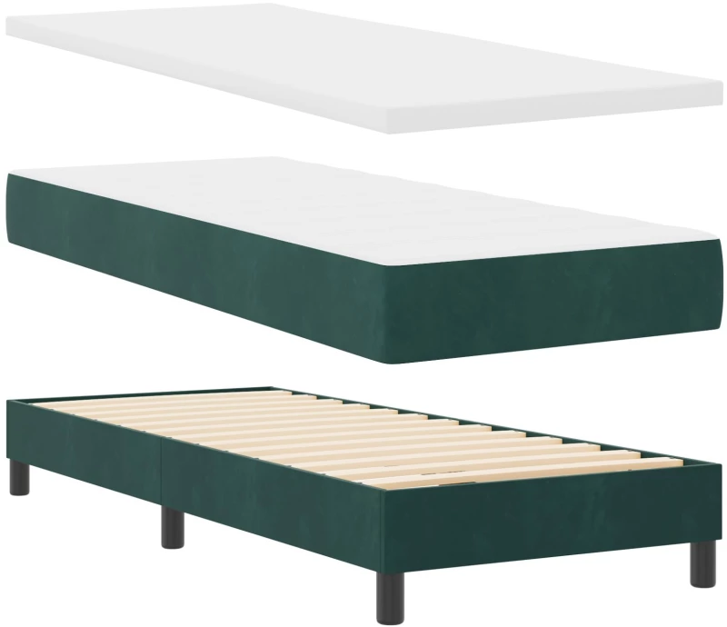 vidaXL Κρεβάτι Box Spring με Στρώμα Σκούρο Πράσινο 80x200 cm Βελούδο