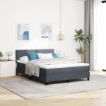 Κρεβάτι Box Spring με στρώμα vidaXL Σκούρο Γκρι 160x200 εκ Βελούδο