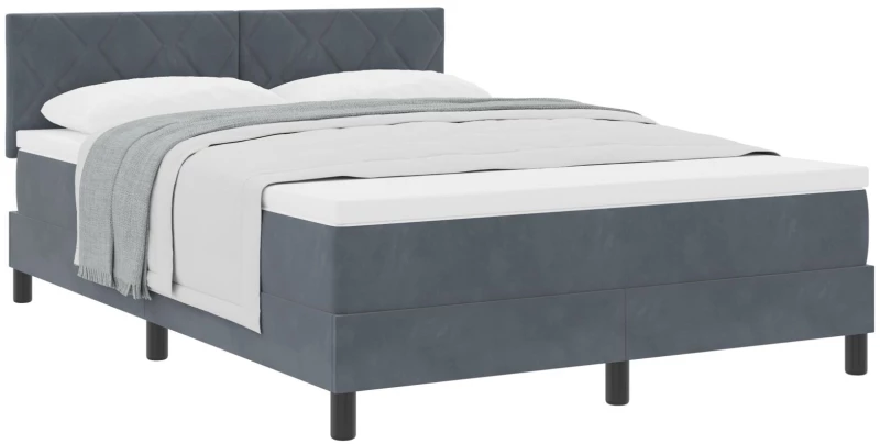 Κρεβάτι Box Spring με στρώμα vidaXL Σκούρο Γκρι 160x200 εκ Βελούδο