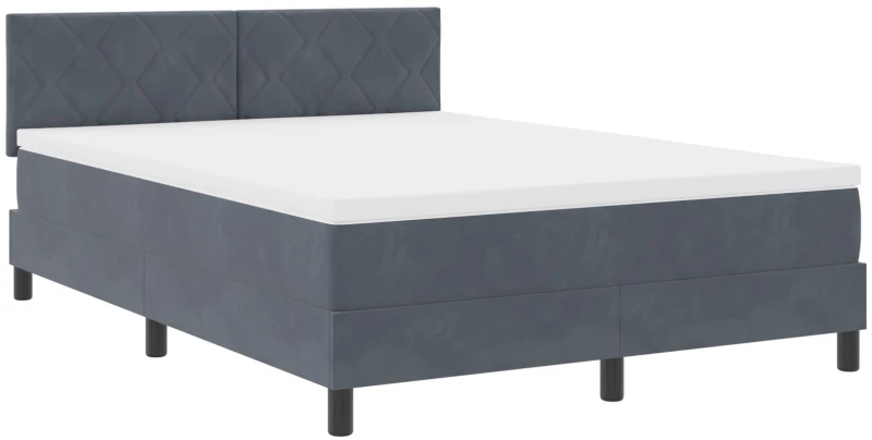 Κρεβάτι Box Spring με στρώμα vidaXL Σκούρο Γκρι 160x200 εκ Βελούδο