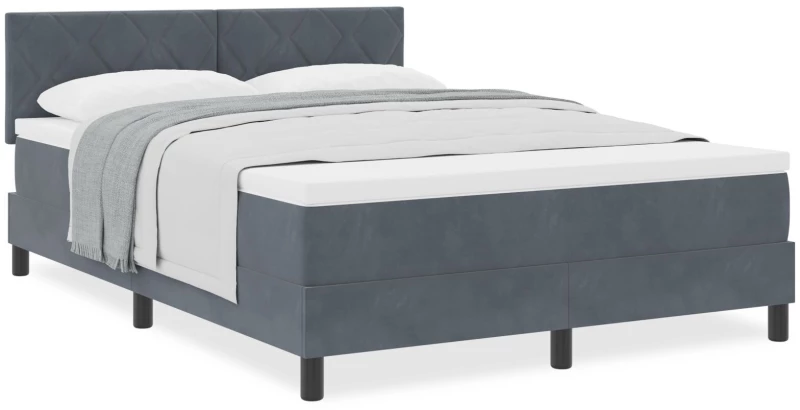 Κρεβάτι Box Spring με στρώμα vidaXL Σκούρο Γκρι 160x200 εκ Βελούδο