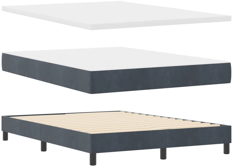 Κρεβάτι Box Spring με στρώμα vidaXL Σκούρο Γκρι 160x200 εκ Βελούδο