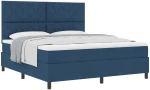 vidaXL Κρεβάτι Box Spring με Στρώμα Μπλε Σούπερ Κινγκ Ύφασμα