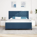 vidaXL Κρεβάτι Box Spring με Στρώμα Μπλε Σούπερ Κινγκ Ύφασμα