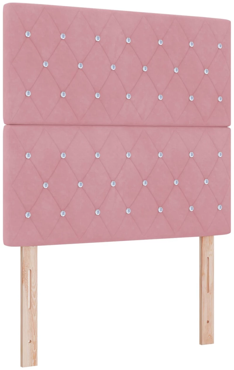 Κρεβάτι Box Spring με Στρώμα Ροζ Μοναχικό Βελούδο