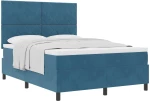 κρεβάτι Box Spring με στρώμα vidaXL Σκούρο Μπλε 160x200 εκ. Βελούδο